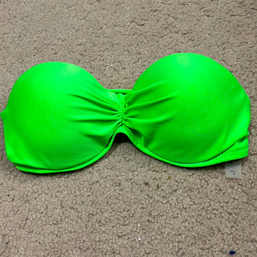 Bathing suit top, neon green tube top